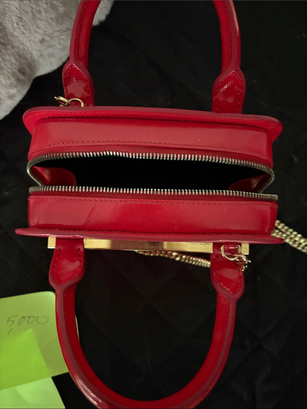 Porsche Design Red Leather Mini Top-Handle Crossbody with Gold Chain - Picture 2 of 5